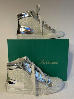 High Top Sneakers Womens Size 6 Sparkle Lorraine Shoes Silver Skippy